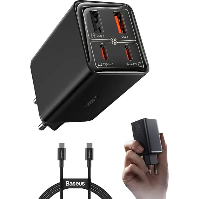 شارژر دیواری فست شارژ بیسوس مدل  GaN6 Pro Fast Charger 2C+2U 100W EU P10162705112-00 توان 100 وات image gallery