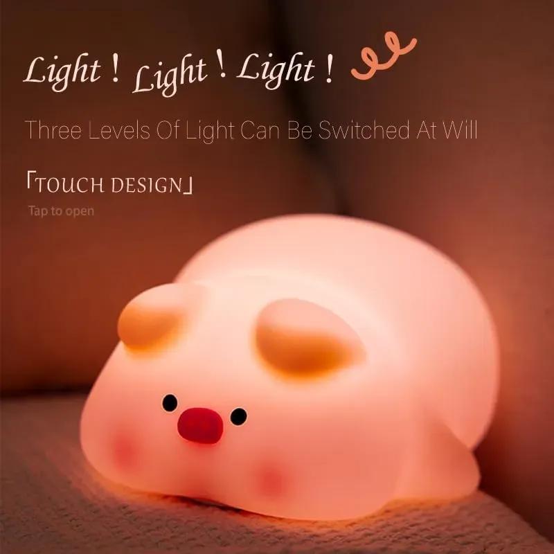 چراغ خواب سیلیکونی فانتزی Pig Silicone Lamp K-1158 طرح خوک image gallery