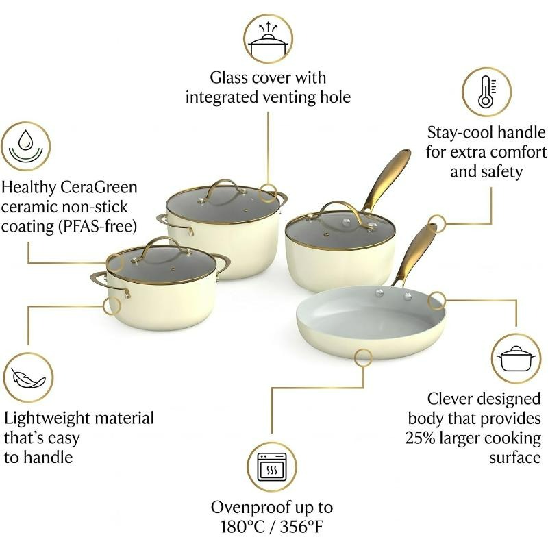سرویس قابلمه و تابه نچسب 8 پارچه برگهف مدل CookWare BergHOFF AURA image gallery