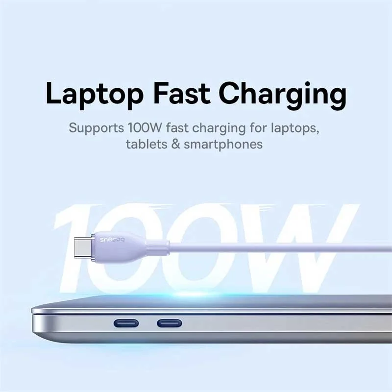 کابل شارژ سریع USB-C به USB-C بیسوس مدل Baseus Pudding 100W طول 1.2m- بنفش image gallery