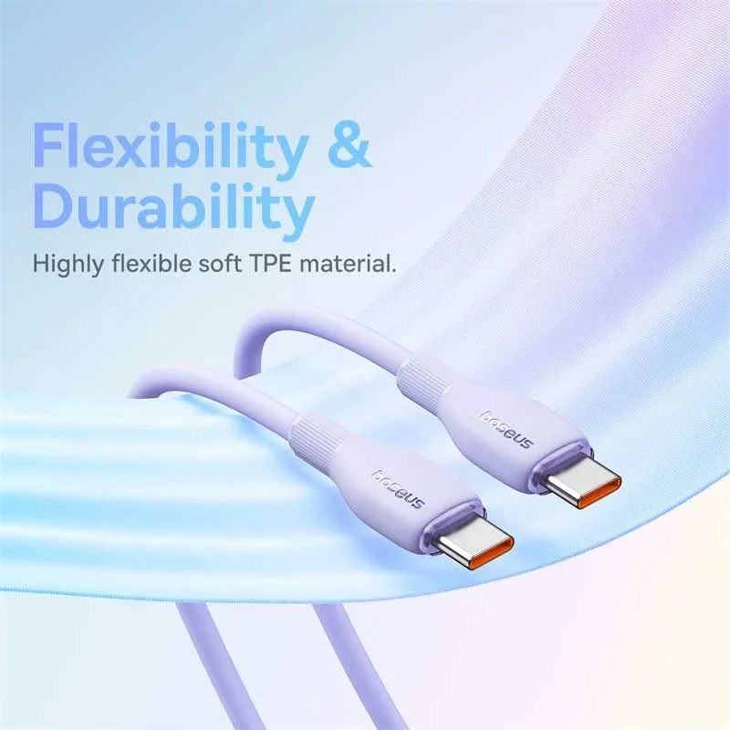 کابل شارژ سریع USB-C به USB-C بیسوس مدل Baseus Pudding 100W طول 1.2m- بنفش image gallery