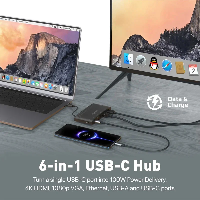 هاب USB-C پرومیت مدل Promate MEDIAHUB-C6 با 6 درگاه خروجی image gallery