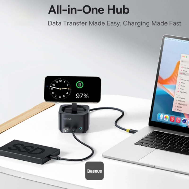 هاب USB-C هفت پورت بیسوس مدل MagPro Series II BS-OH122 – مشکی image gallery