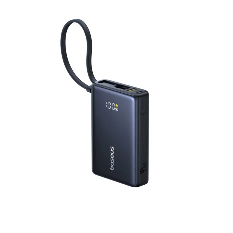 پاوربانک باسئوس مدل Picogo P10076803123 ظرفیت 10000mAh توان 45 وات همراه با کابل متصل