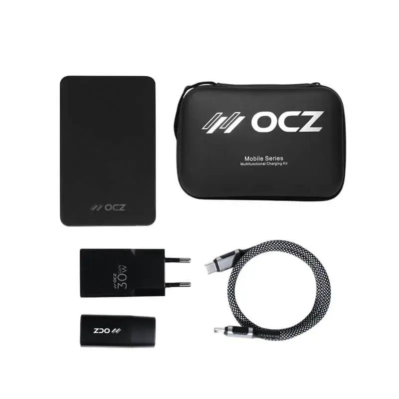 پاوربانک بی‌سیم OCZ همراه کابل Type-C to Type-C/آداپتور شارژر 30 وات/تبدیل سه کاره ظرفیت 10000 میلی‌آمپر ساعت
