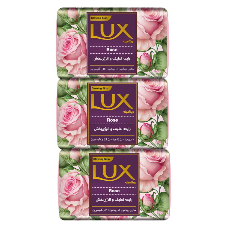 لوکس صابون با رایحه گل رز 90 گرمی (کارتن 6 بسته‌ای)