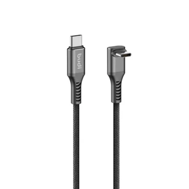 کابل فست شارژ کنفی 90 درجه USB-C به USB-C بودی مدل BUdi DC253TTH12B توان 65 وات طول 1.2 متر - مشکی