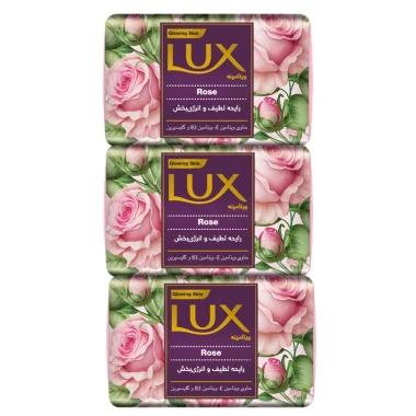لوکس صابون با رایحه گل رز 90 گرمی (کارتن 6 بسته‌ای)