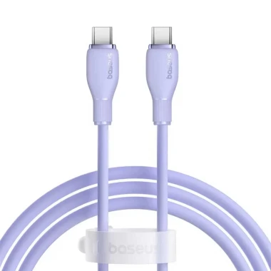کابل شارژ سریع USB-C به USB-C بیسوس مدل Baseus Pudding 100W طول 1.2m- بنفش