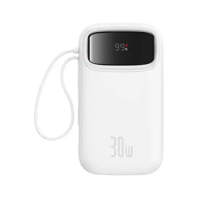 پاوربانک باسئوس مدل Qpow2 DualCable-30w با ظرفیت 20000 میلی‌آمپر ساعت
