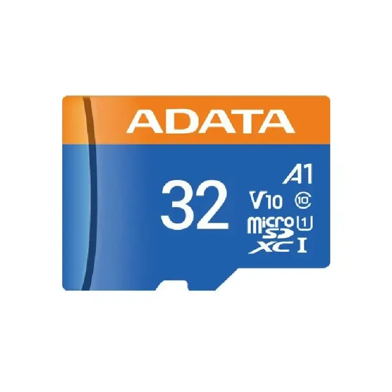 کارت حافظه MicroSDHC ای‌دیتا مدل SDHC UHS-I V10 R100W25 ظرفیت 32GB سرعت خواندن 100MB/s استاندارد A1 کلاس 10 به همراه آداپتور