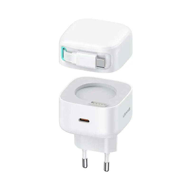 شارژر دیواری یوسمز مدلUSAMS US-CC202 با توان 35 وات همراه کابل USB-C
