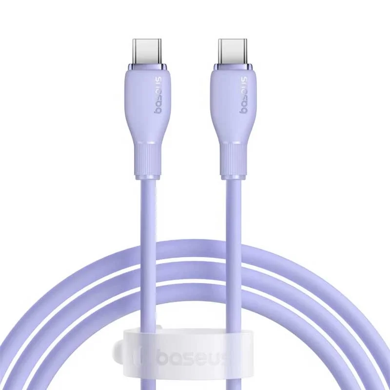 کابل شارژ سریع USB-C به USB-C بیسوس مدل Baseus Pudding 100W طول 1.2m- بنفش